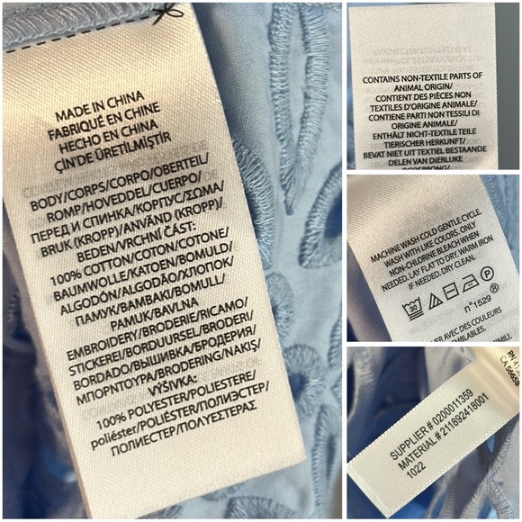 NWT Polo Ralph Lauren Blue Eyelet Embroidered Cotton Shirt Dress Size 14 Coastal - Picture 15 of 16